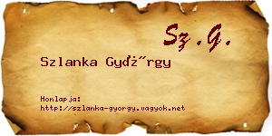 Szlanka György névjegykártya